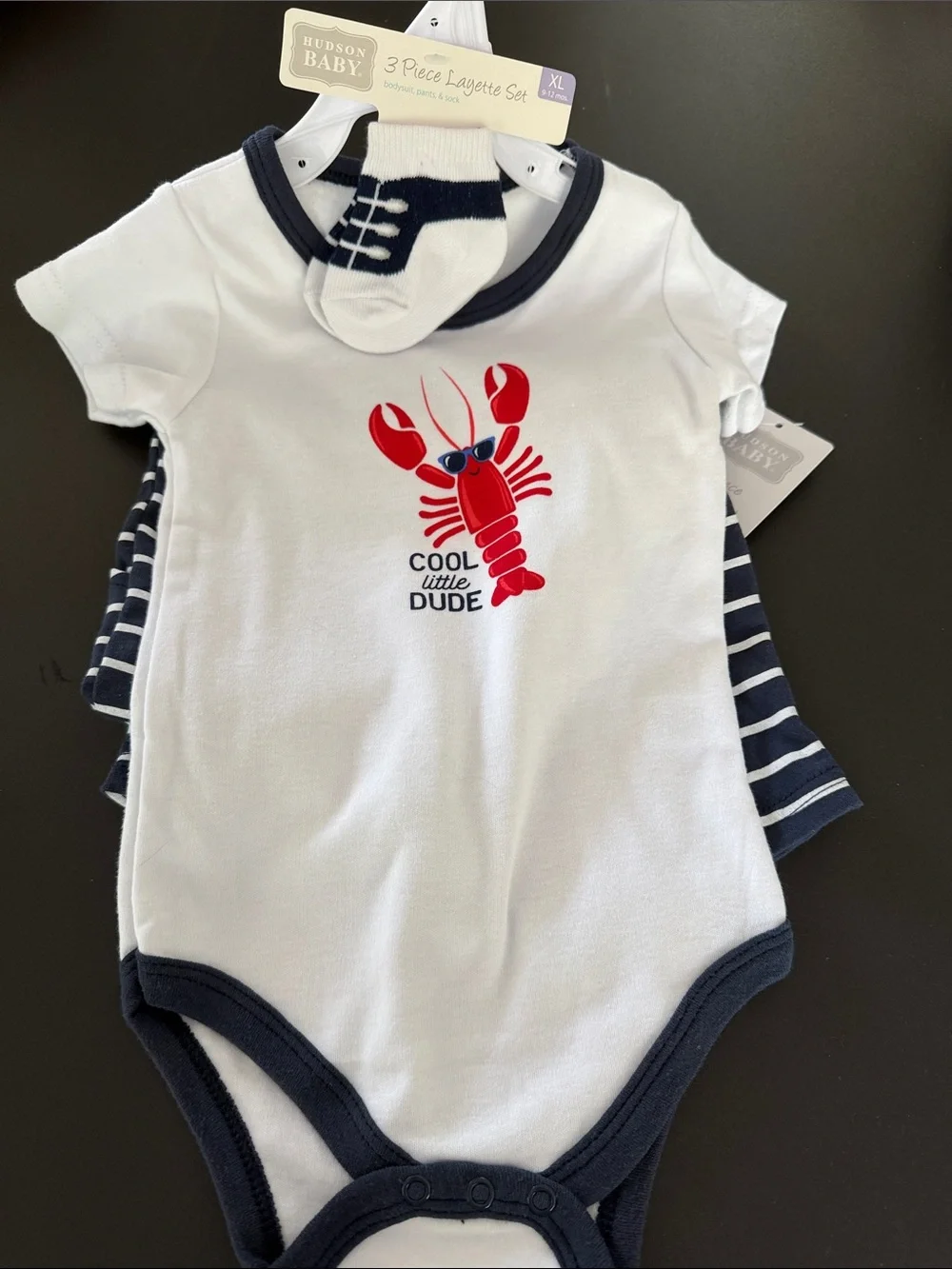 Hudson Baby White & Navy Lobster 